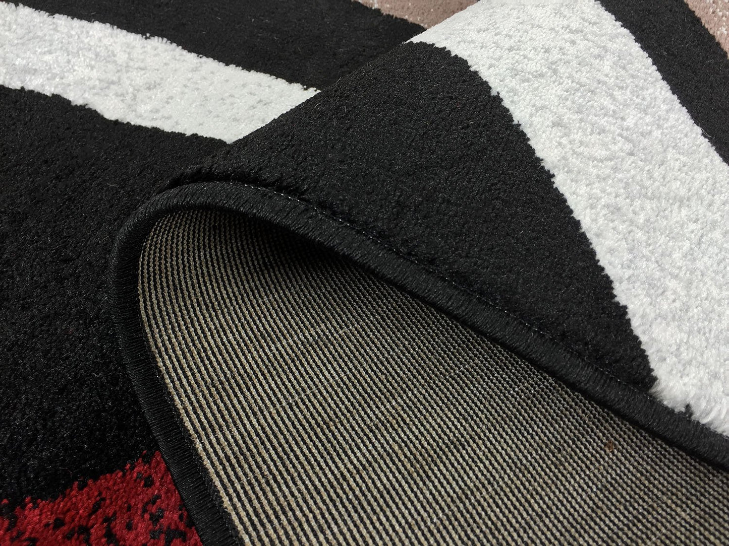 Comfy Collection Stripes Geometric Modern Area Rug (Black Grey, 4'11" x 6'11")