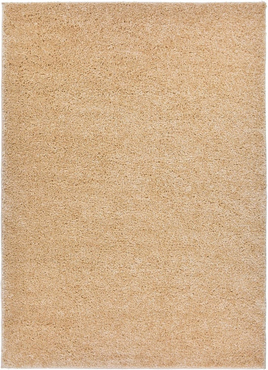 SOHO Shaggy Collection Solid Color Shag Area Rug (Beige, 5 x 7)