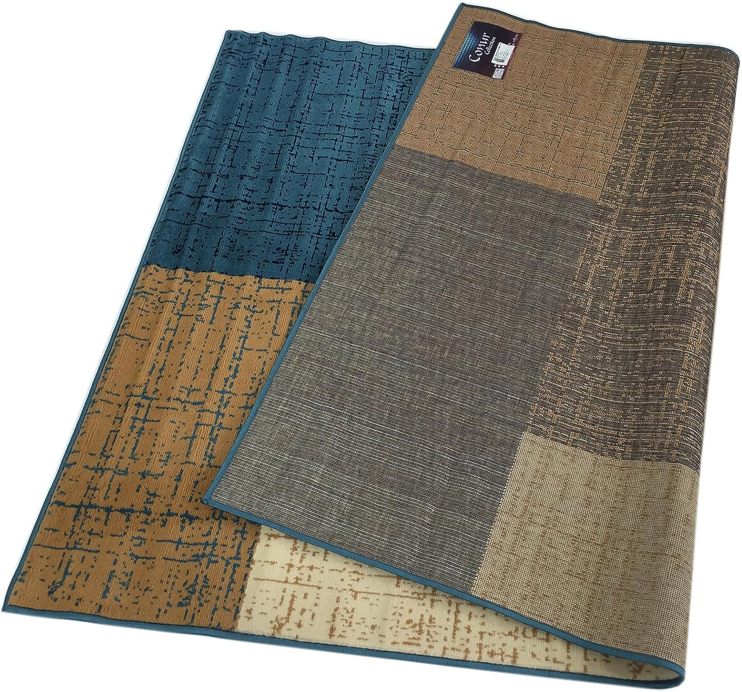 Conur Collection Squares Geometric Abstract Area Rug Rugs Modern Contemporary Area Rug 2 Color Options (Petrol Blue Navy , 4'11" x 6'11")
