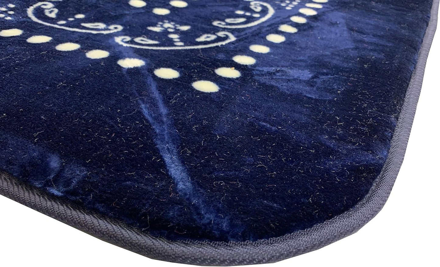 Blanket Paisley Oriental Design Area Rug Rugs Fabric Backing (Navy Blue, 6 x 6 (6'1' x 6'1")