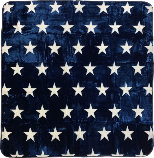 Blanket Area Rug Collection Stars Design Area Rug Rugs Fabric Backing (Navy Blue, 6 x 6 (6'1' x 6'1")