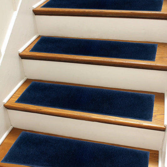 Solid Navy Color Custom Size Slip Resistant Stair Treads 26, 31 and 36 Inches Wide
