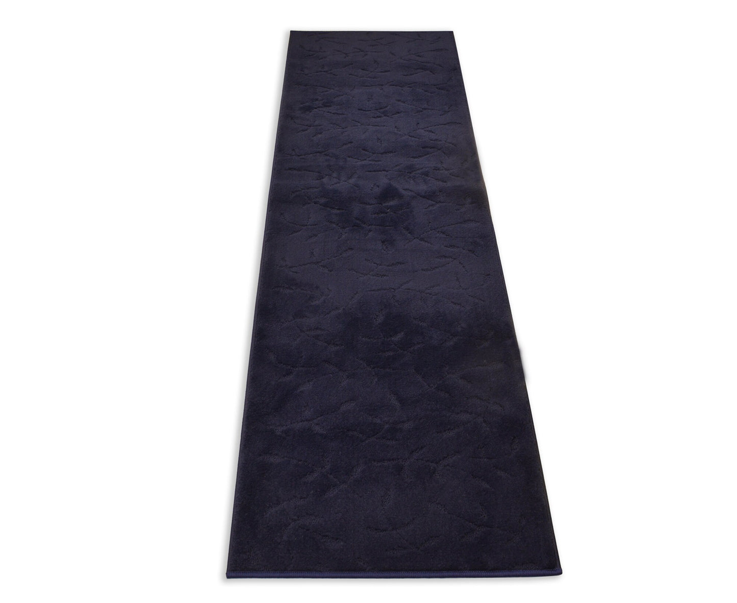 Custom Size Runner Rug Solid Floral Scroll Navy Blue Skid Resistant Rug Runner Customize Up to 50 Feet and 25 Inches Width Cut to Size Rugs