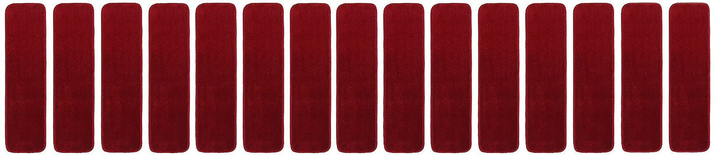 Machine Washable Slip Resistant Red Stair Treads Soft Collection Indoor Stair Tread Noice Reducer Stair Protector Sizes 8.5"x30" , 7"x24"