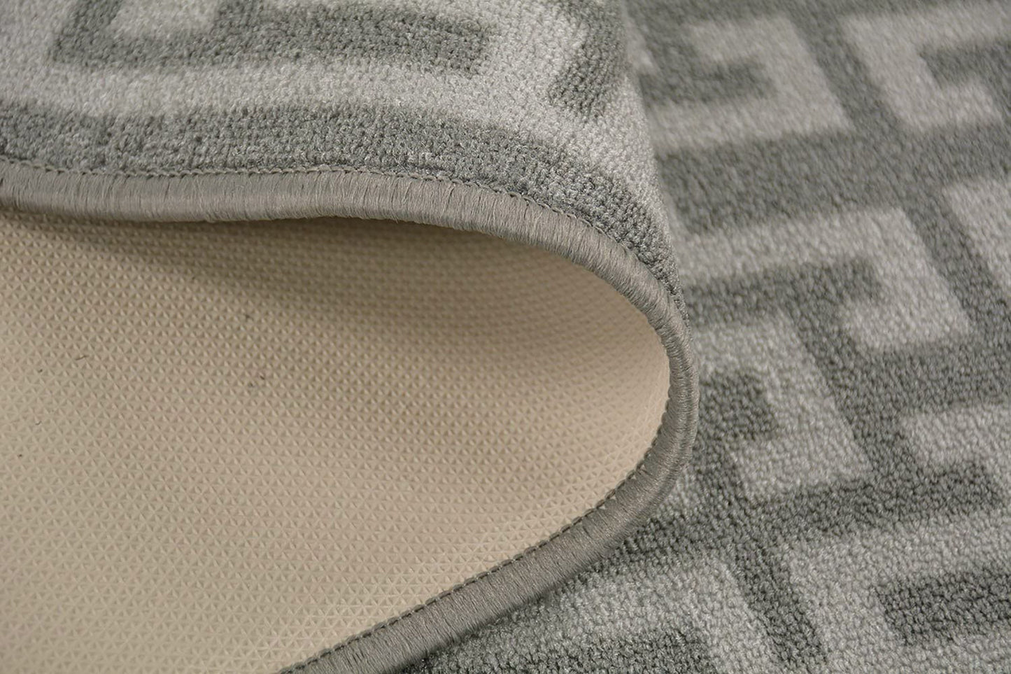 Greek Key Design Grey Color Skid Resistant 2x7 Runner Rug