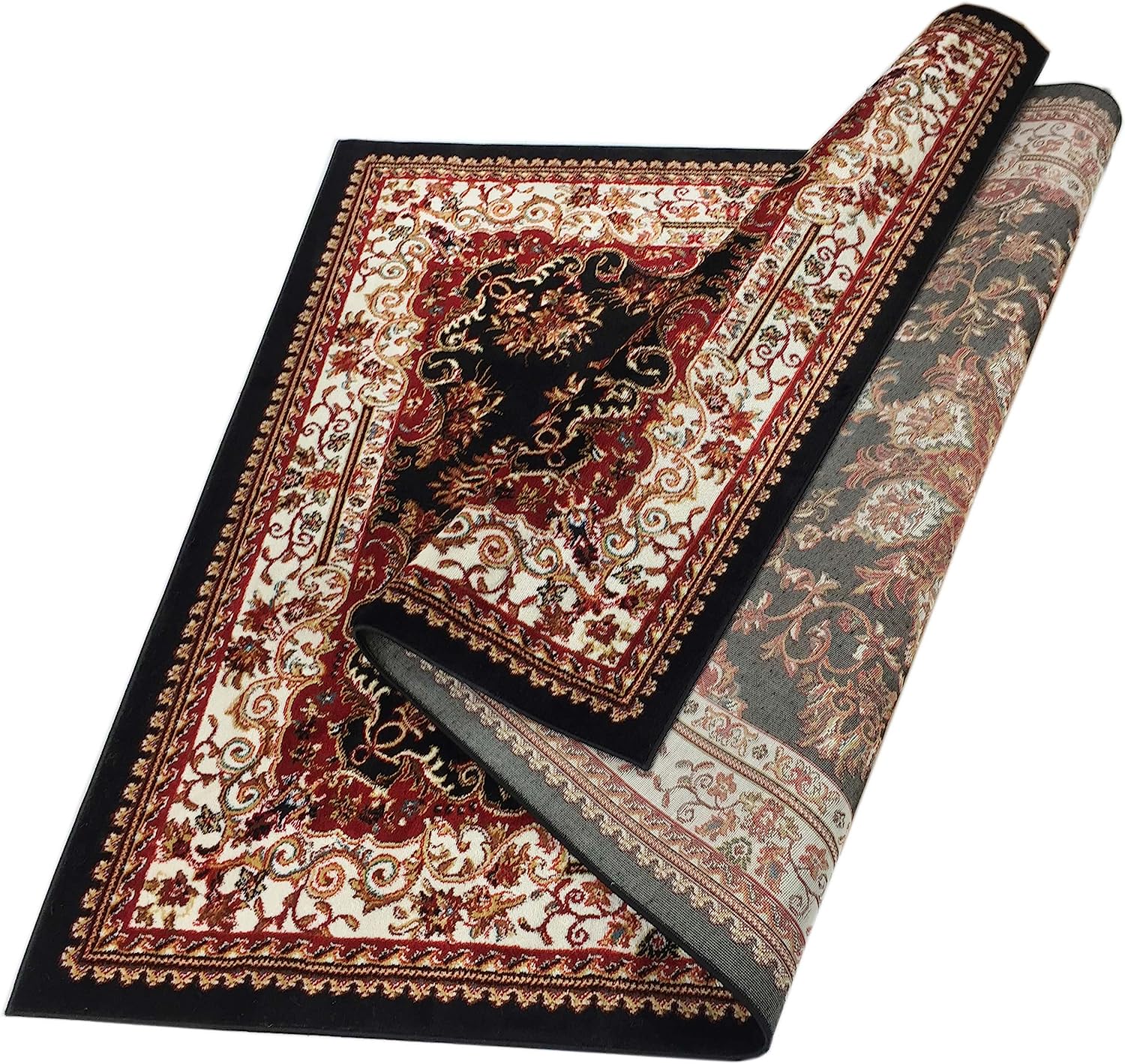 Isfahan Persian Traditional Design Area Rug Rugs (Black, 5' 3" x 7' 1")