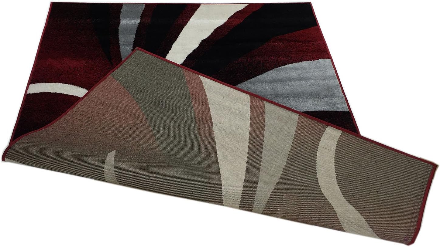 Comfy Collection Stripes Design Area Rug Modern Contemporary Rug 3 Color Options (Red, 4'11" X 6'11")