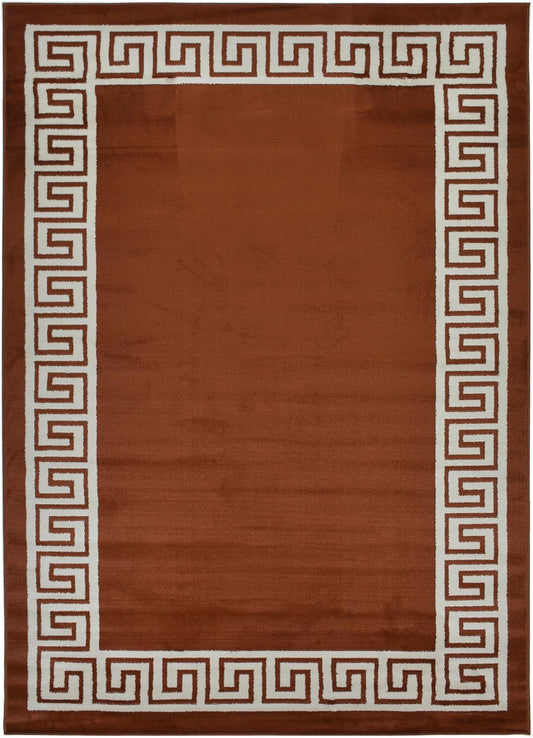 Studio Collection Meander Ancient Roman Design Contemporary Modern Area Rug (Meander Brown, 5 x 7)