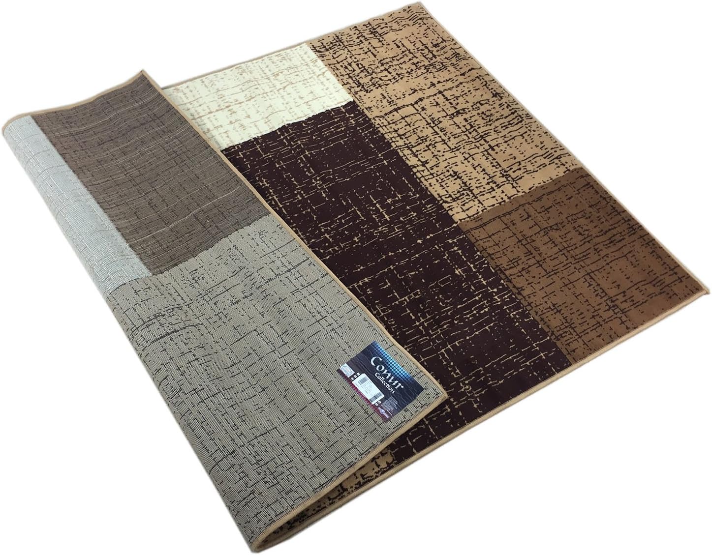 Conur Collection Squares Geometric Abstract Area Rug Rugs Modern Contemporary Area Rug 2 Color Options (Brown Beige , 4'11" x 6'11")-4