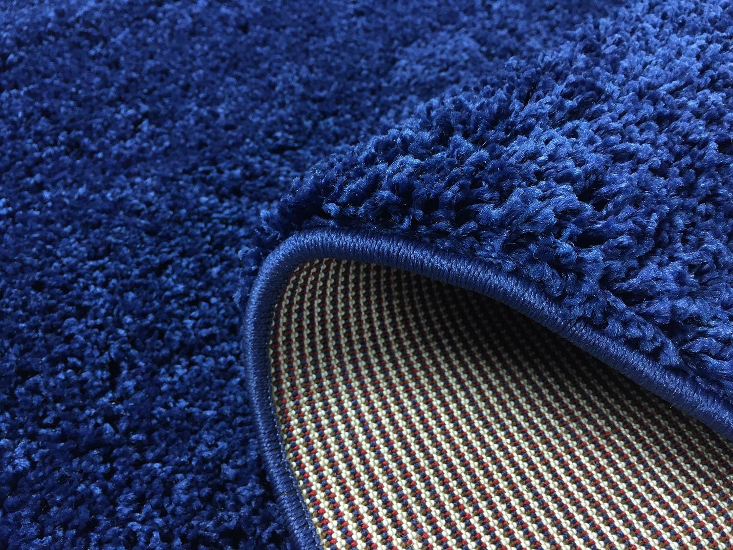 SOHO Shaggy Collection Solid Color Shag Area Rug (Navy Blue, 8 x 10)