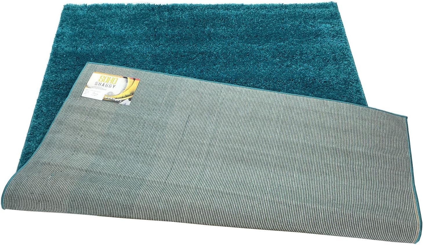 SOHO Shaggy Collection Solid Color Shag Area Rug (Turquoise Blue, 5 x 7)