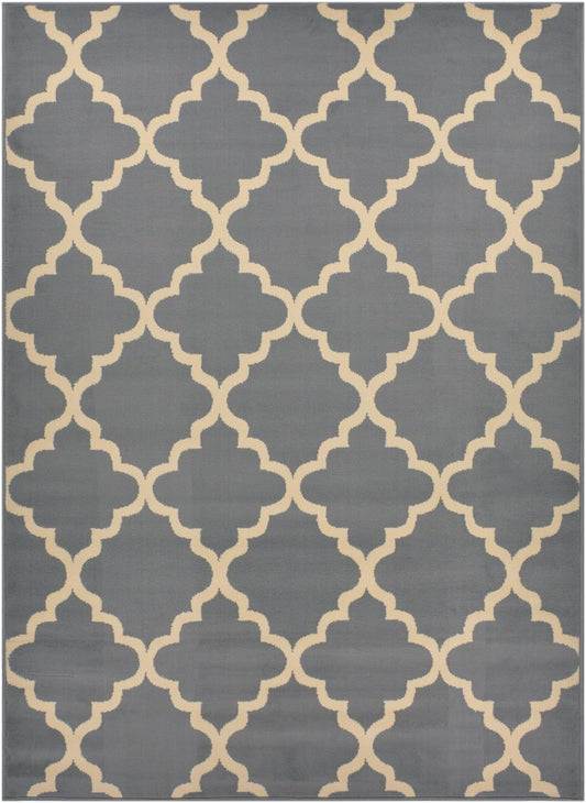 Trellis Contemporary Modern Lattice Design Area Rug (Dark Grey, 4'11" x 6'11")