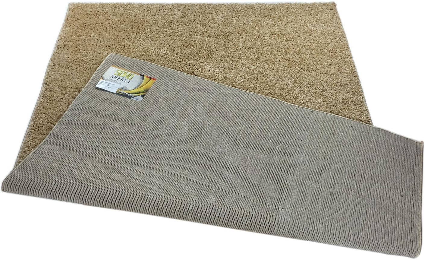 SOHO Shaggy Collection Solid Color Shag Area Rug (Beige, 5 x 7)