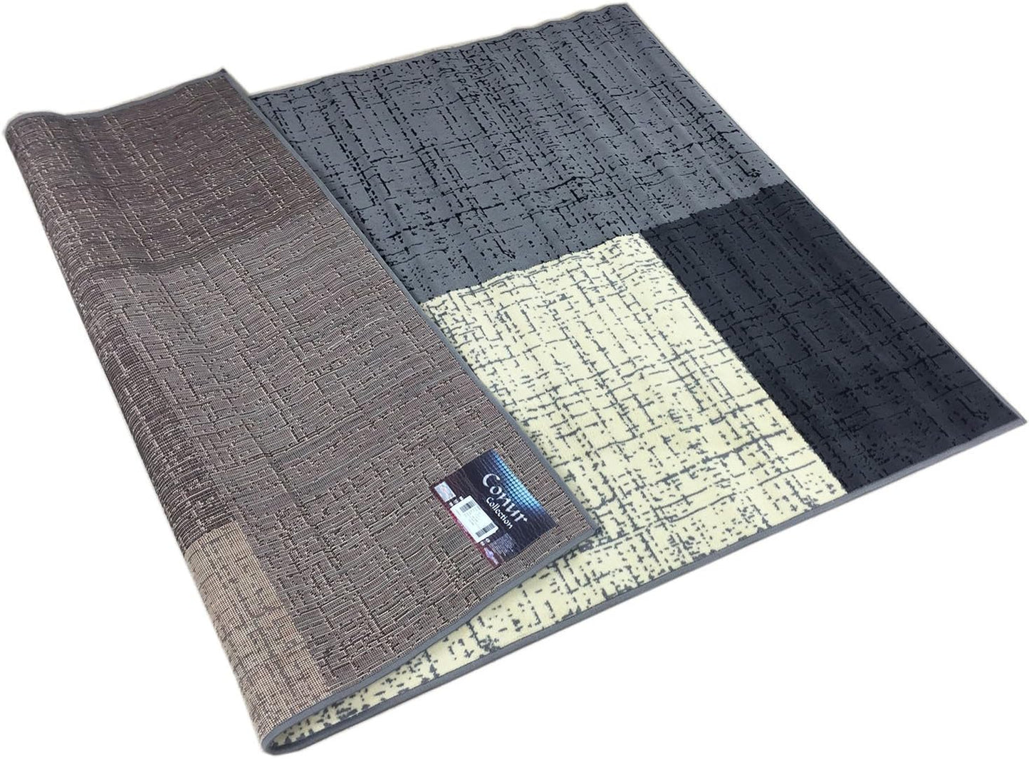 Conur Collection Squares Geometric Abstract Area Rug Rugs Modern Contemporary Area Rug 2 Color Options (Grey Black , 4'11" x 6'11")