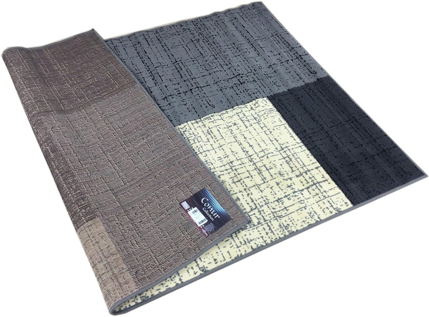 Conur Collection Squares Geometric Abstract Area Rug Rugs Modern Contemporary Area Rug 2 Color Options (Grey Black , 4'11" x 6'11")-4