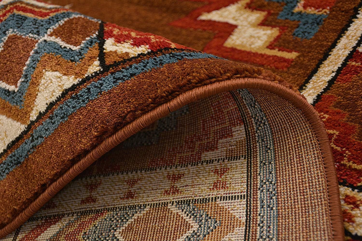 Nevita Collection Southwestern Native American Design Area Rug Rugs Geometric (Tribal Brown, 3 x 3) - 0