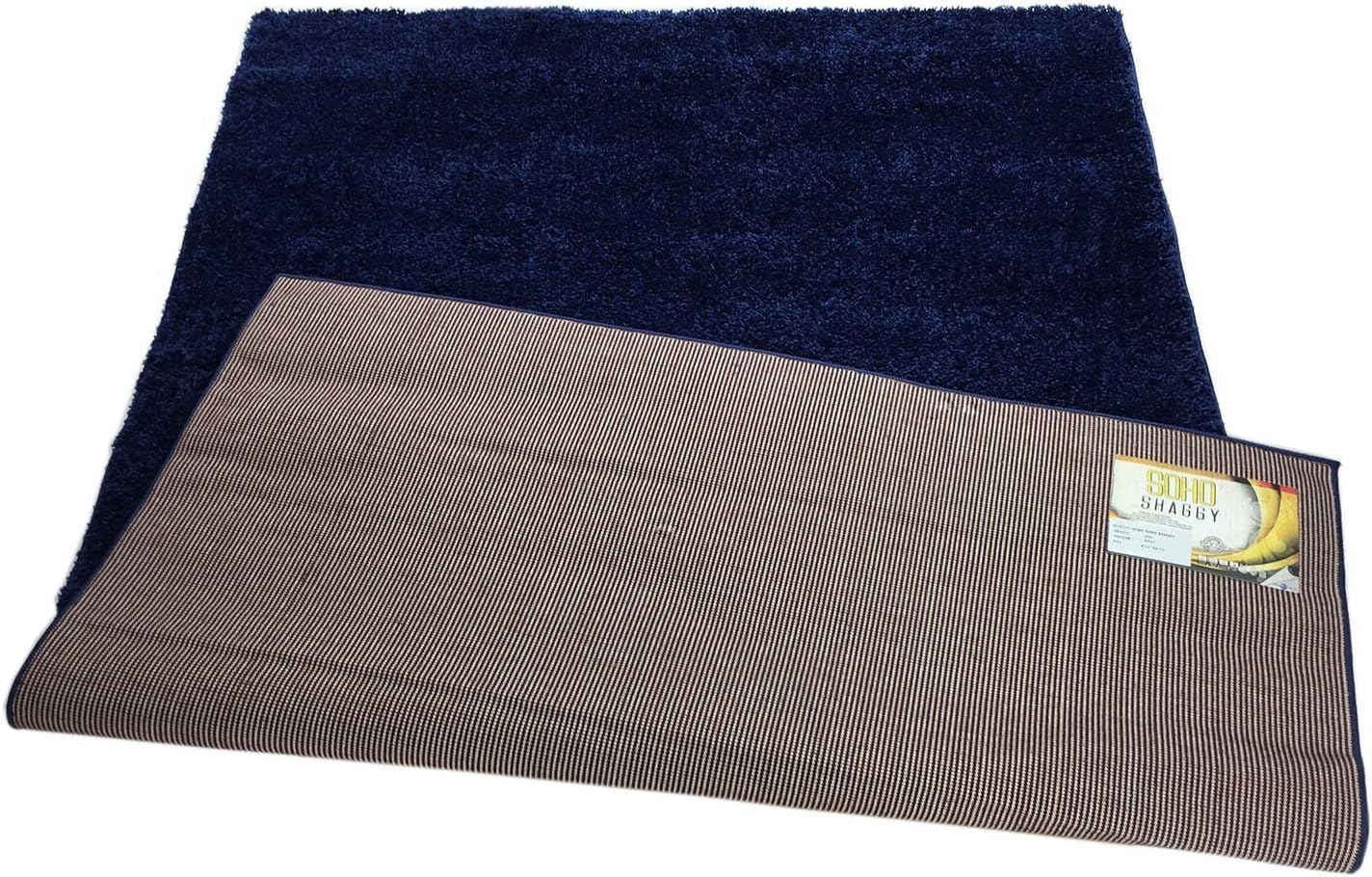 SOHO Shaggy Collection Solid Color Shag Area Rug (Navy Blue, 8 x 10)