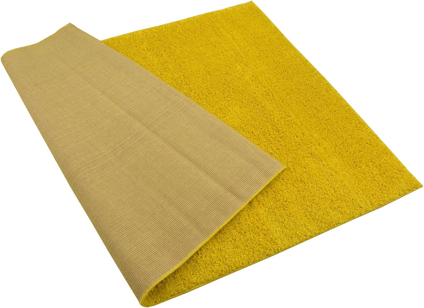 SOHO Shaggy Collection Solid Color Shag Area Rug (Yellow, 5 x 7)