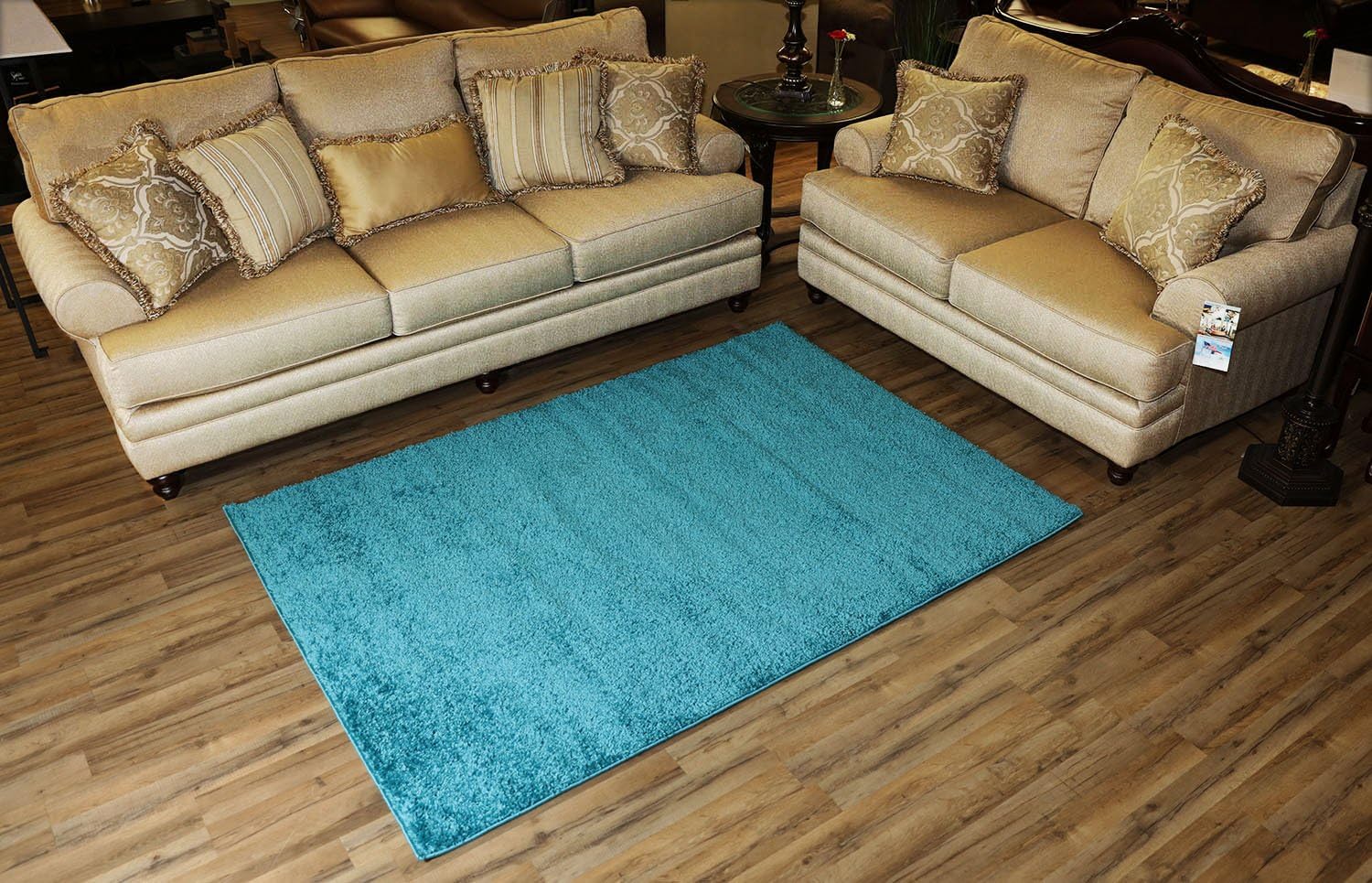 SOHO Shaggy Collection Solid Color Shag Area Rug (Turquoise Blue, 5 x 7) - 0