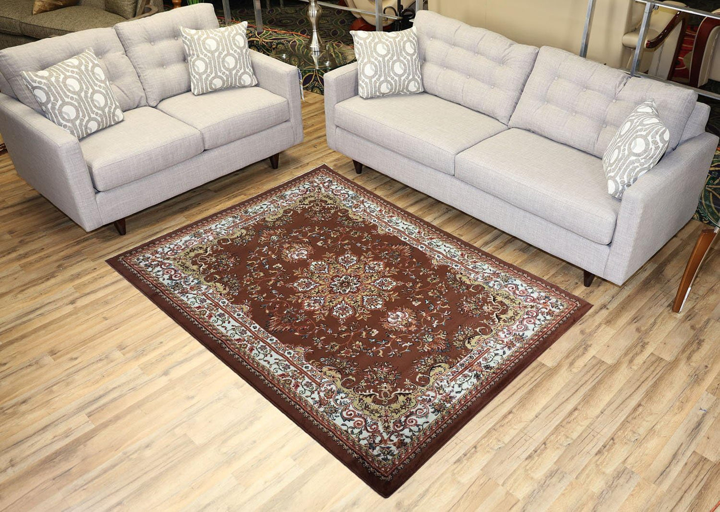 Nevita Collection Isfahan Persian Traditional Medallion Design Area Rug (Brown, 5' 3" x 7' 1")