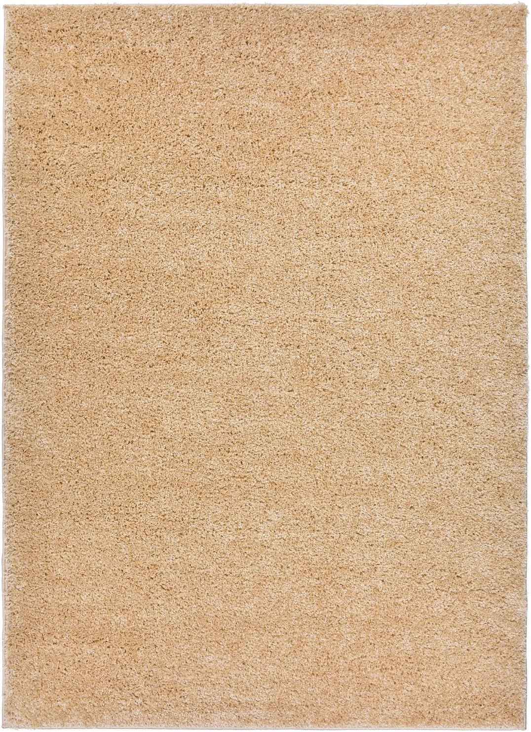 SOHO Shaggy Collection Solid Color Shag Area Rug (Beige, 8 x 10)-1