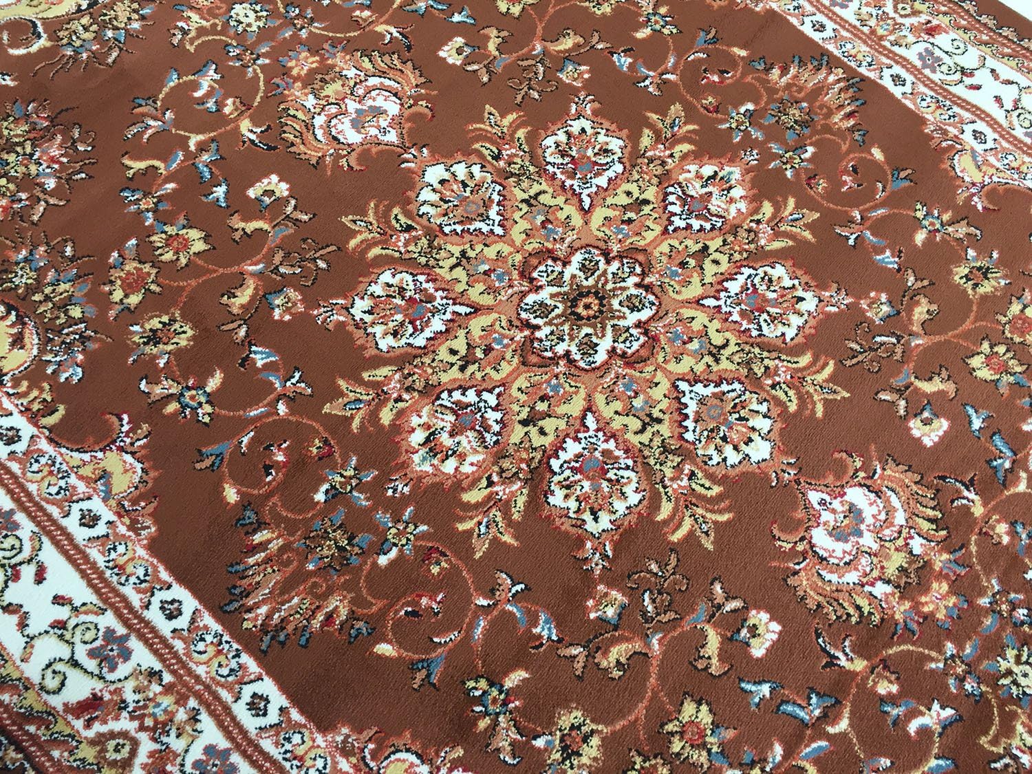 Nevita Collection Isfahan Persian Traditional Medallion Design Area Rug (Brown, 5' 3" x 7' 1")-3