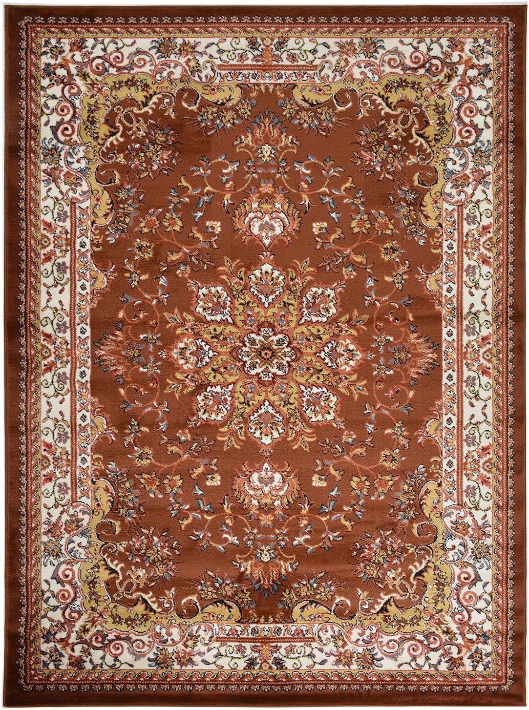 Nevita Collection Isfahan Persian Traditional Medallion Design Area Rug (Brown, 5' 3" x 7' 1")