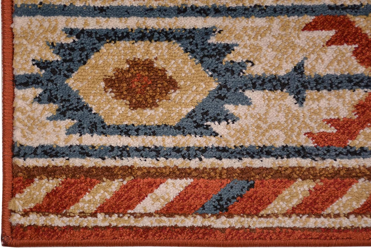 Nevita Collection Southwestern Native American Design Rug Geometric (Orange (Terra), 3 x 3)-3