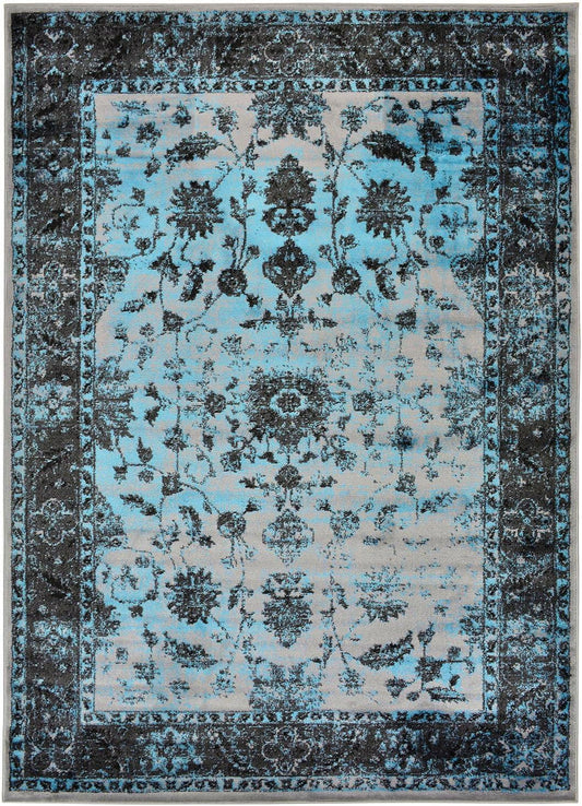 Studio Collection Vintage Mahal Allover Design Traditional Persian Area Rug (Mahal Silver Grey / Aqua Blue, 5 x 7)
