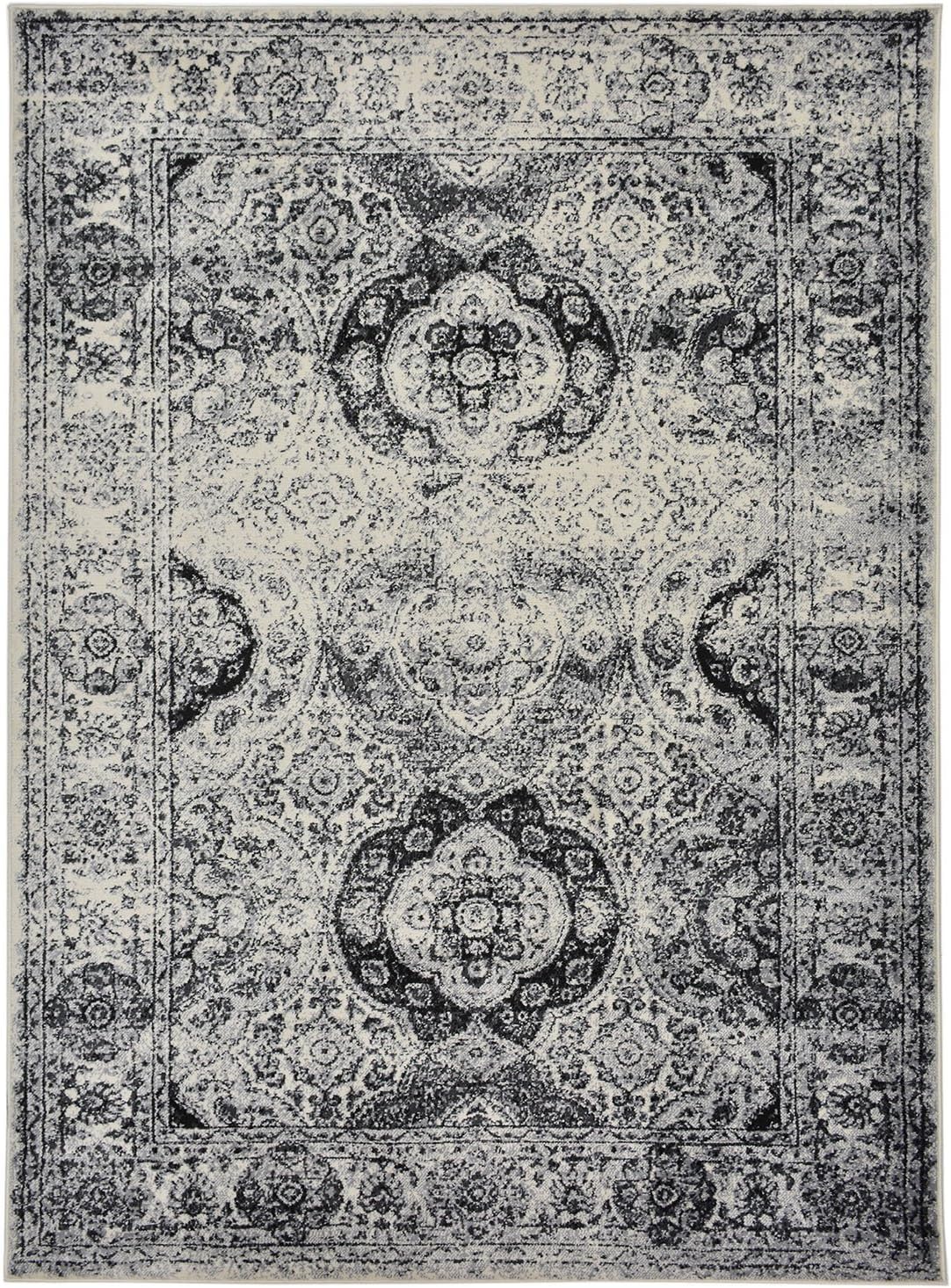Studio Collection Vintage French Aubusson Design Contemporary Modern Area Rug (Aubusson Ivory Grey, 5 x 7)