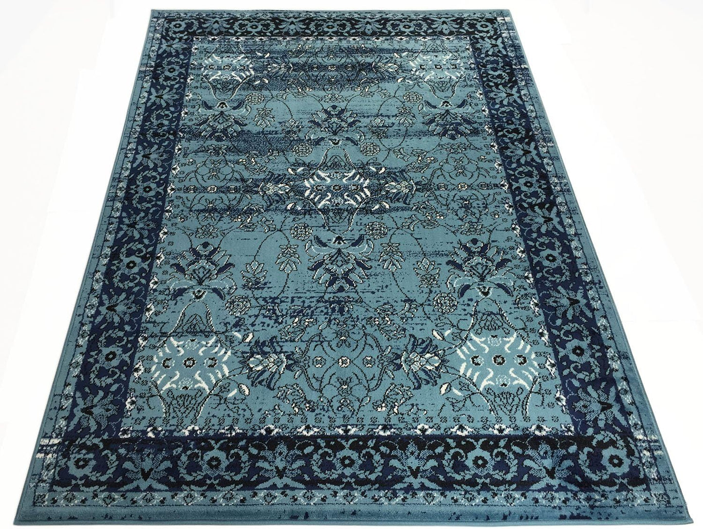 Comfy Collection Vintage Mahal Design Area Rug Oriental Traditional Antique Look (Teal Blue, 4'11" x 6'11")