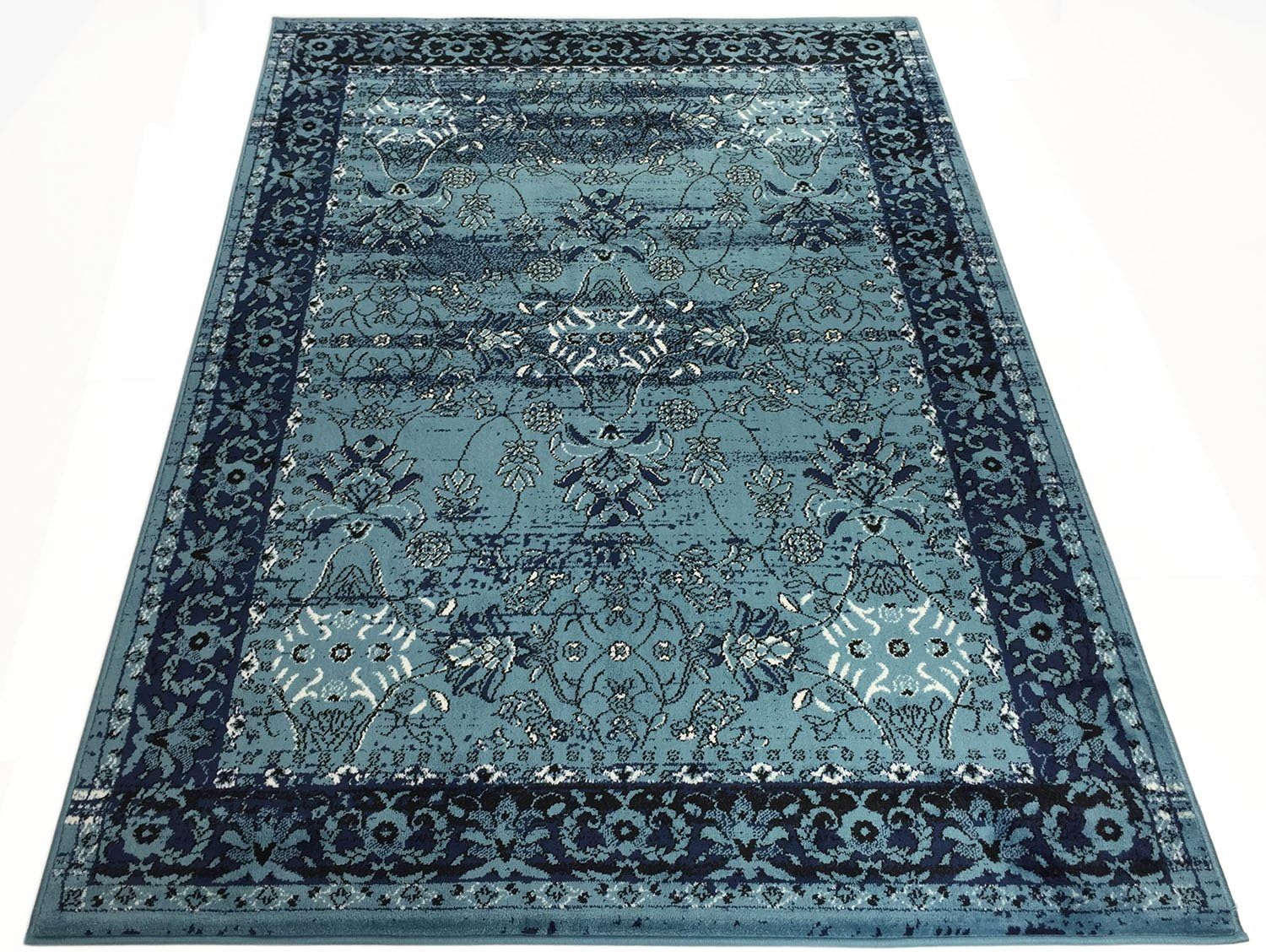 Comfy Collection Vintage Mahal Design Area Rug Oriental Traditional Antique Look (Teal Blue, 4'11" x 6'11")-3