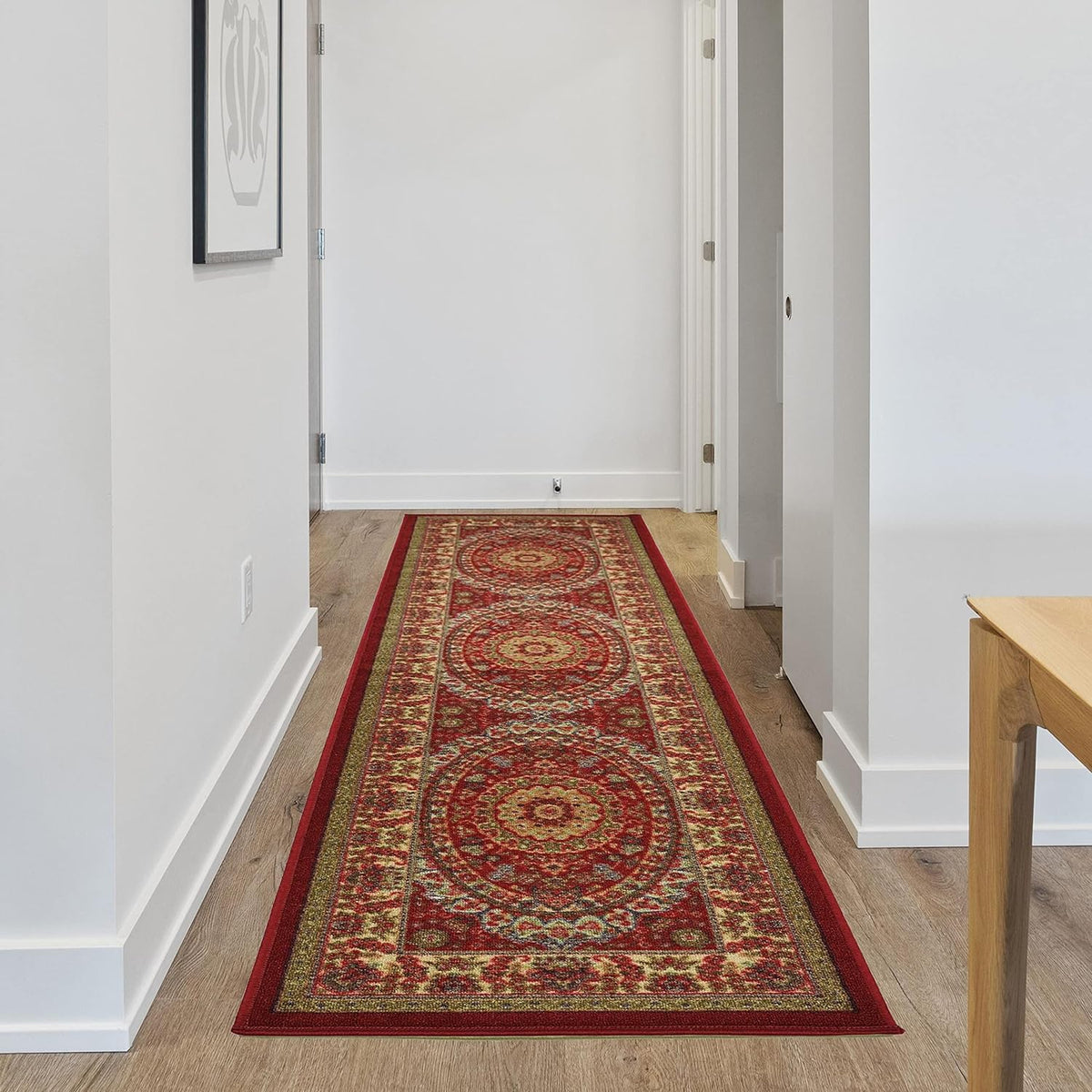 Ruby Red Runner Rug Oriental Red Medallion Traditional Red Runner Rug Slip Resistant Rubbe ...