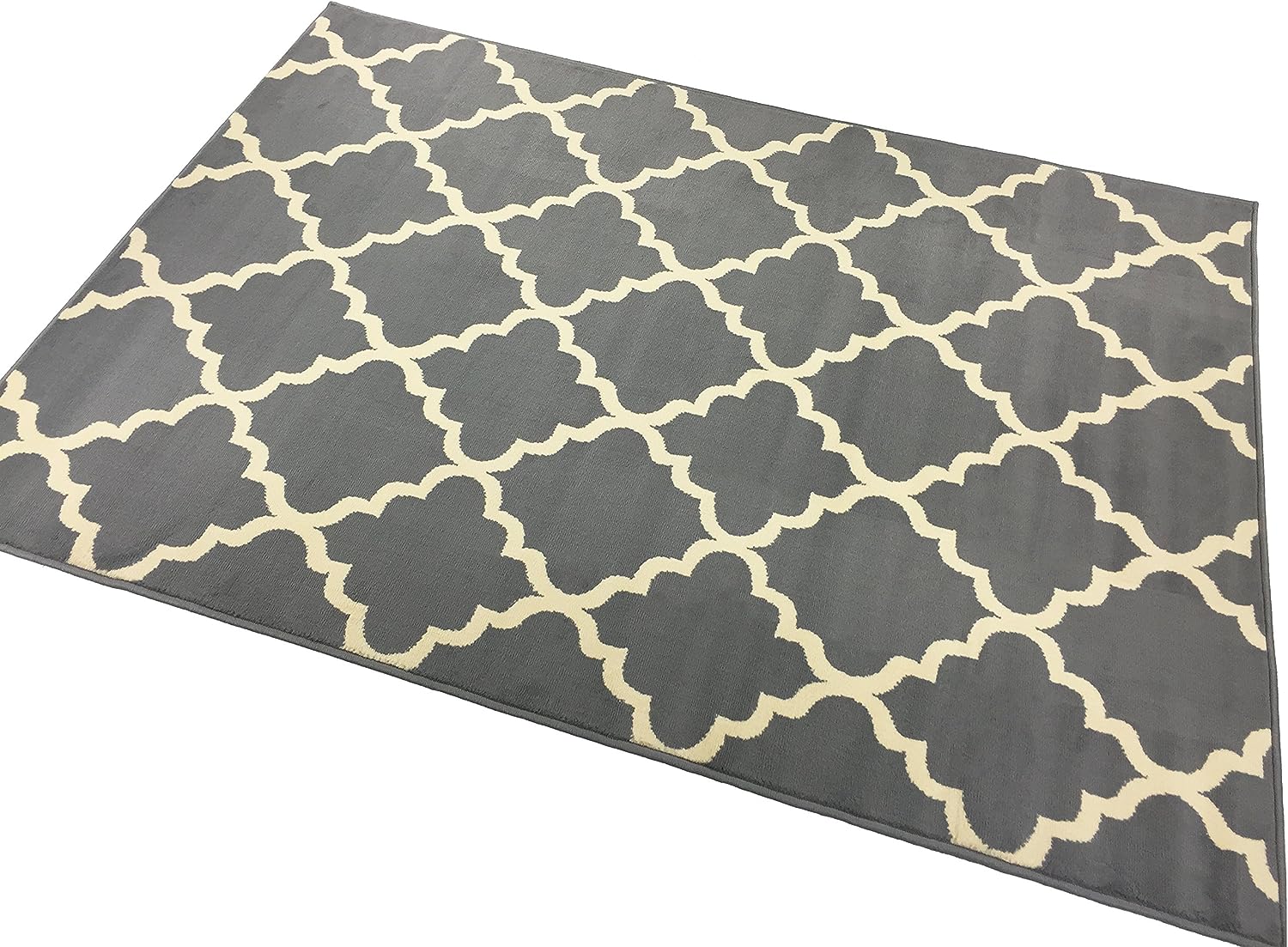 Trellis Contemporary Modern Lattice Design Area Rug (Dark Grey, 4'11" x 6'11")