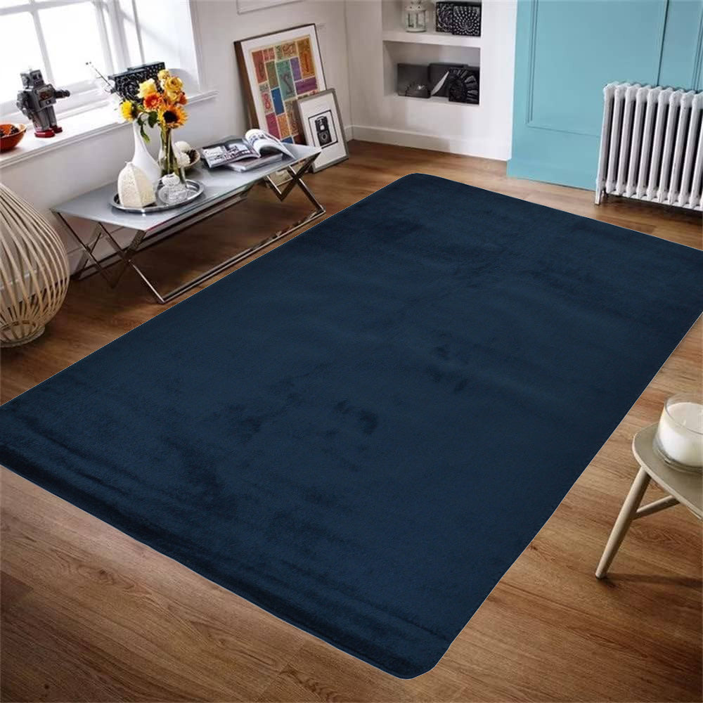 Euro Collection Solid Color Area Rug Rugs Slip Skid Resistant Rubber Backing Machine Washable (Navy Blue, 5 x 7 (4'11' x 6'6"))
