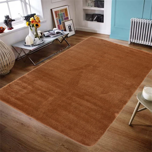 Euro Collection Solid Color Area Rug Rugs Slip Skid Resistant Rubber Backing Machine Washable (Orange, 5 x 7 (4'11' x 6'6"))