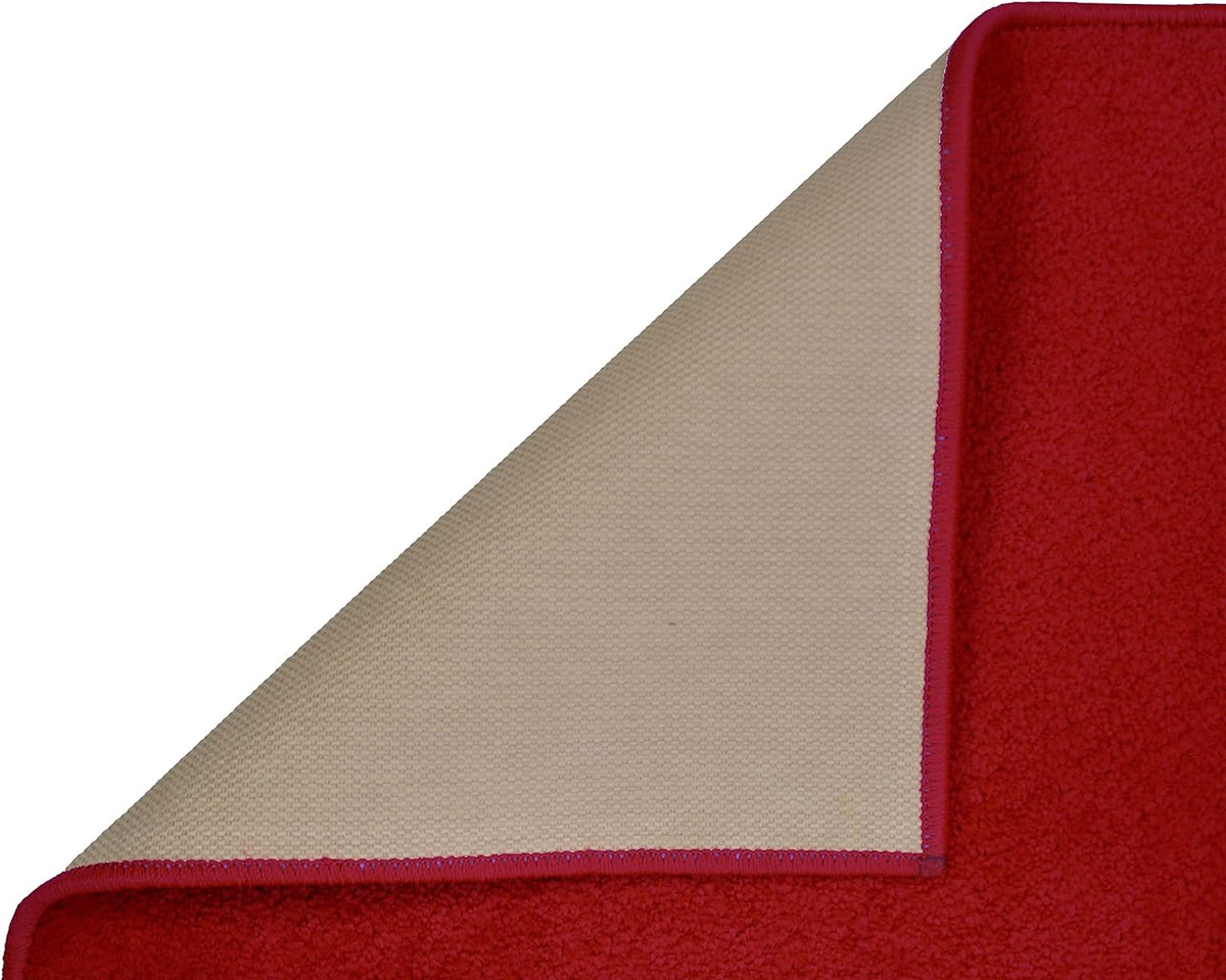 Construction Turf Rug Red Machine Washable Custom Size Runner Rug Solid Red Color Skid Resistant ...