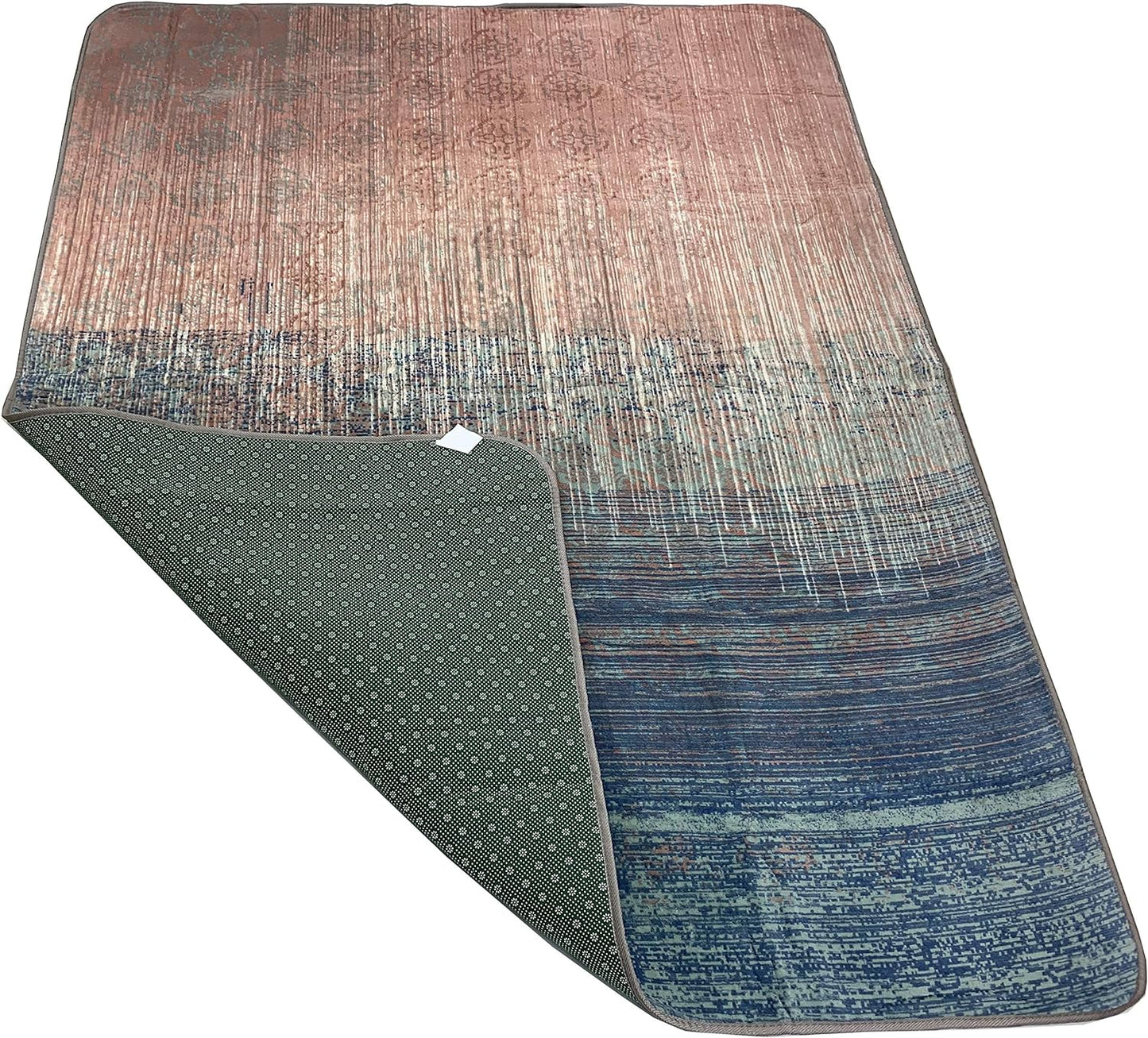 Blanket Solid Color Area Rug Rugs Slip Skid Resistant Rubber Backing (Blue, 5 x 7 (4'11' x 6'9")