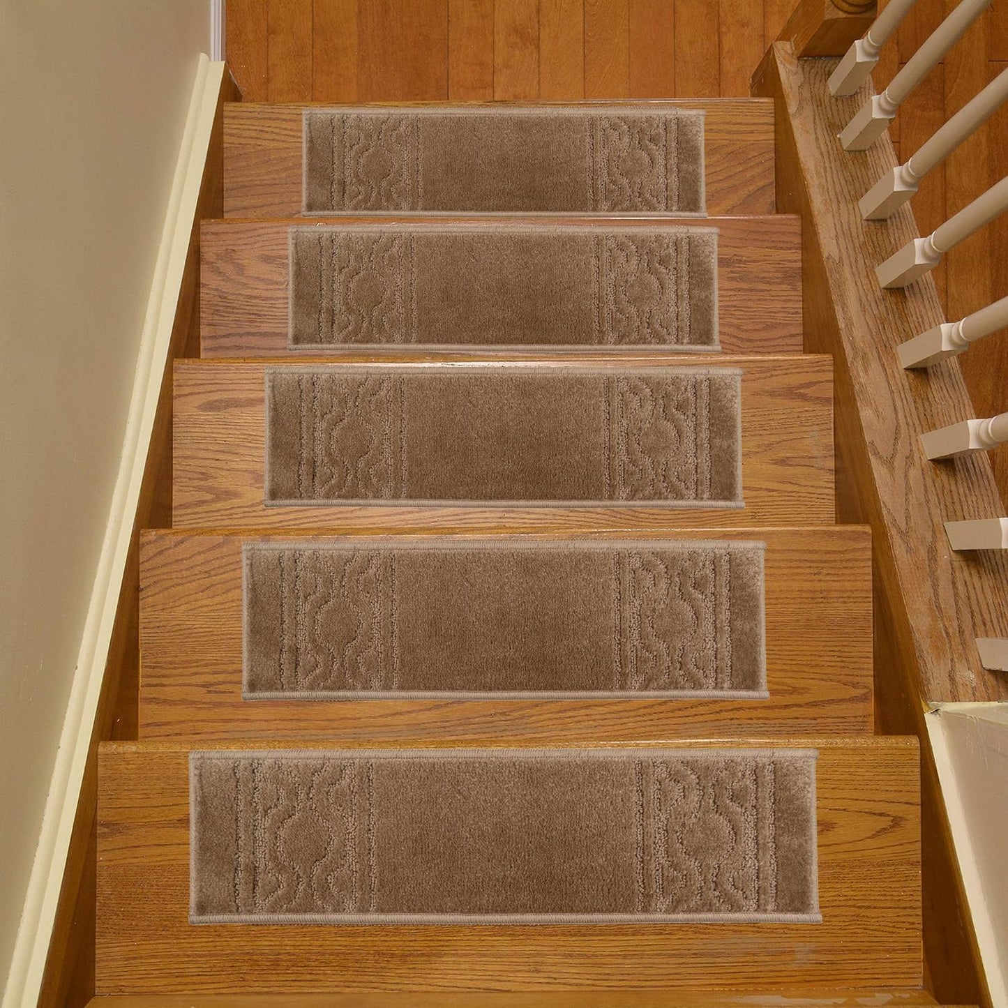 Maximus Collection Trellis Border Slip Resistant Stair Tread Indoor Carpet Stair Treads With Latex Backing Moroccan Border Trellis Stair Mat