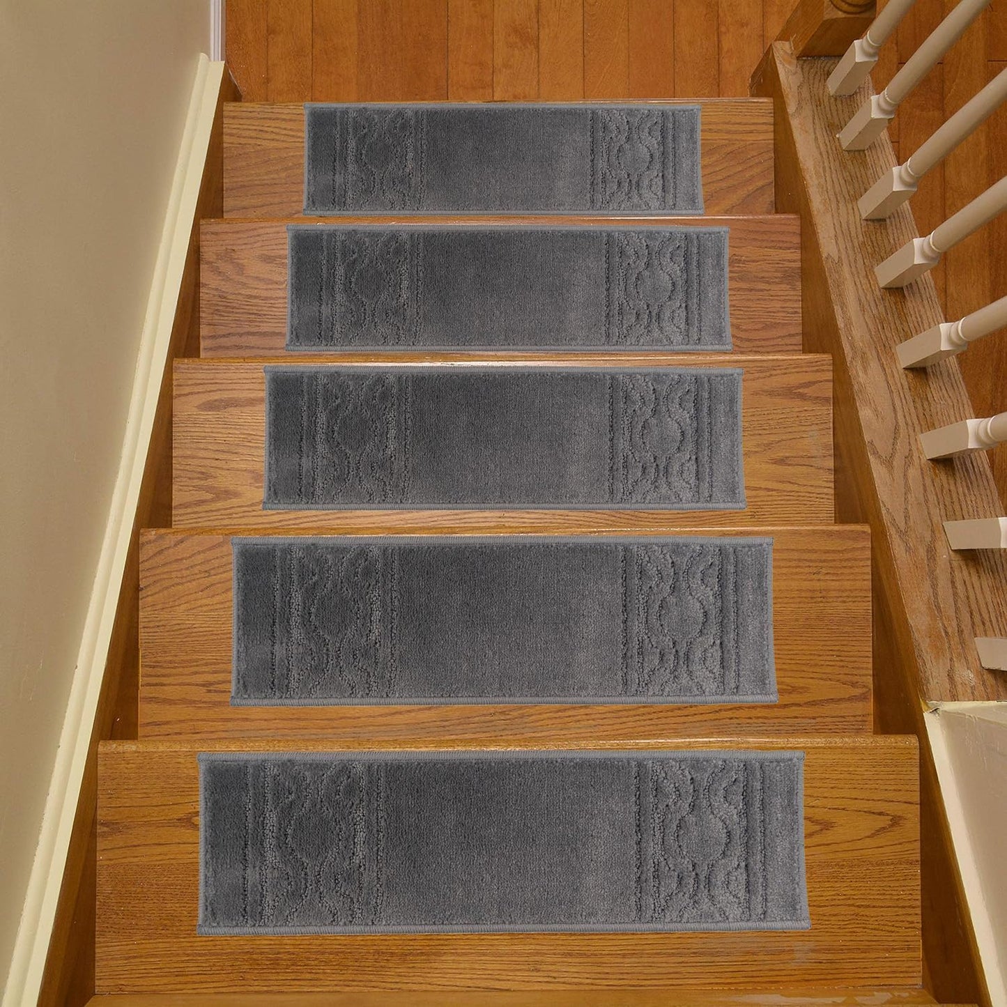 Maximus Collection Trellis Border Slip Resistant Stair Tread Indoor Carpet Stair Treads With Latex Backing Moroccan Border Trellis Stair Mat