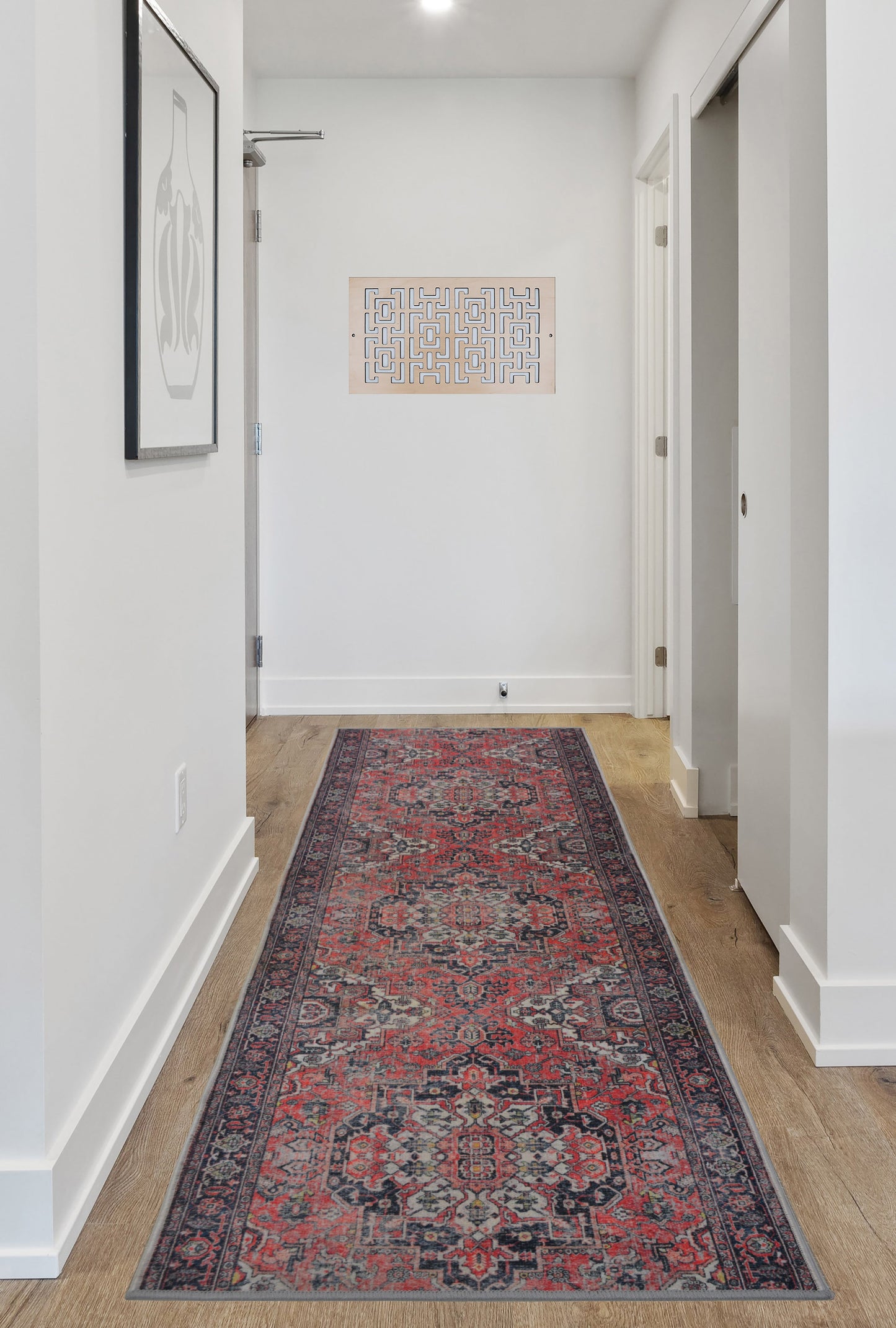 Image Home Collection Custom Size Runner Rug Kilim Medallion Design Terracotta-MultiColor Skid Resistant Cut To Size Rug Runners Customize By Feet and 25 in Width