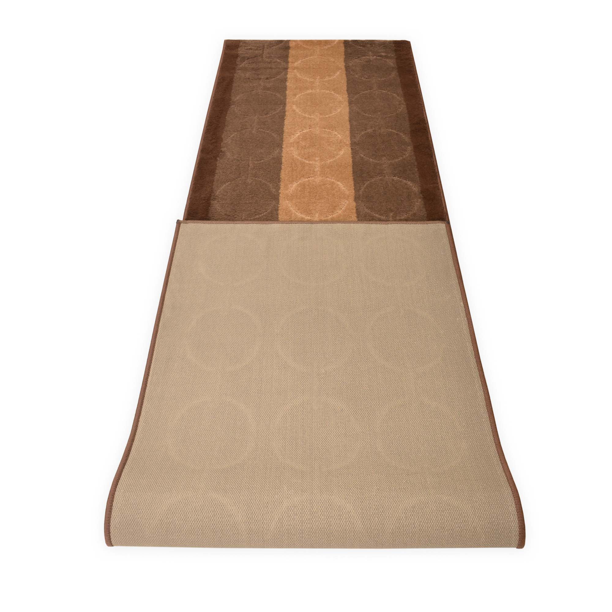 Machine Washable Custom Size Runner Rug Platin Circles Abstract Brown Skid Resistant Runner Rug  Customize Up to 50 Feet and 36 Inch Width Runner Rug-3