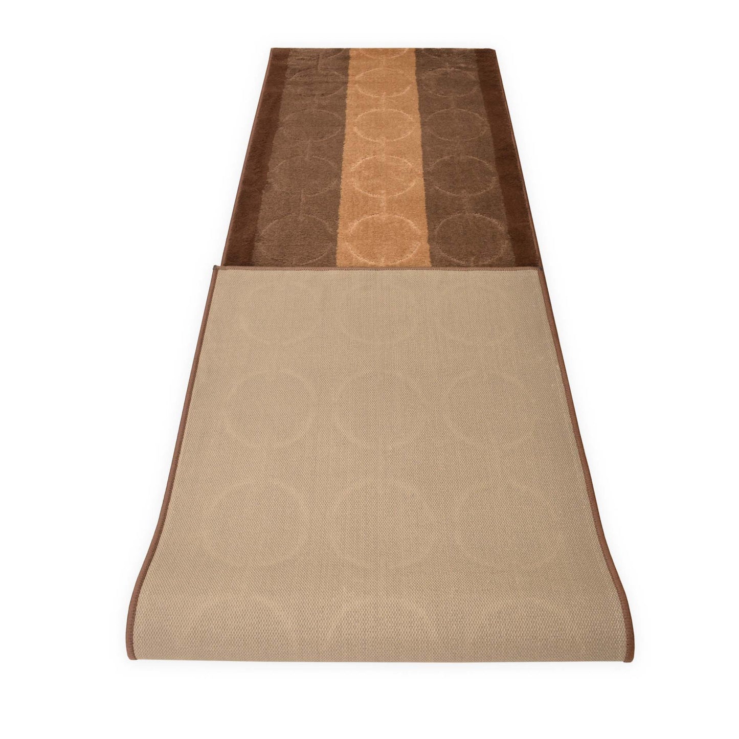 Machine Washable Custom Size Runner Rug Platin Circles Abstract Brown Skid Resistant Runner Rug  Customize Up to 50 Feet and 36 Inch Width Runner Rug