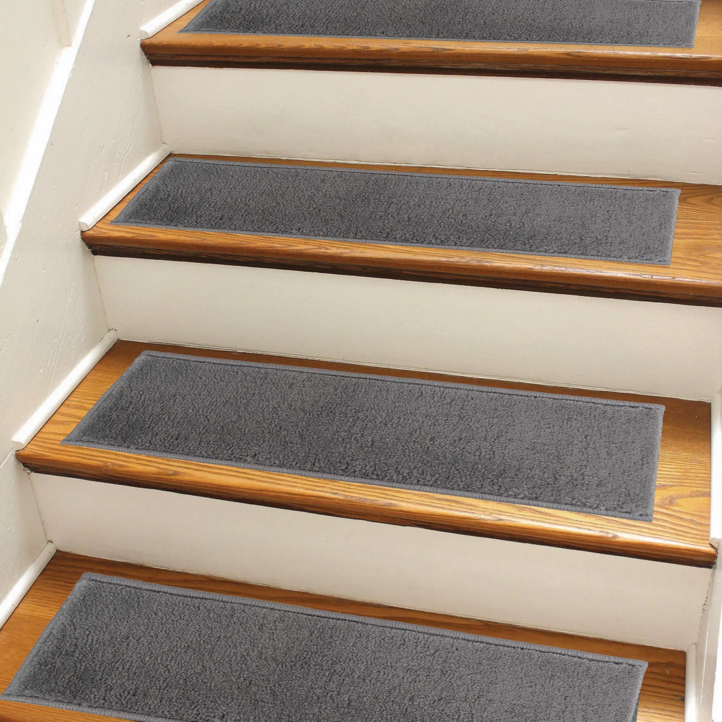 Solid Grey Color Custom Size Slip Resistant Stair Treads 26, 31 and 36 Inches Wide