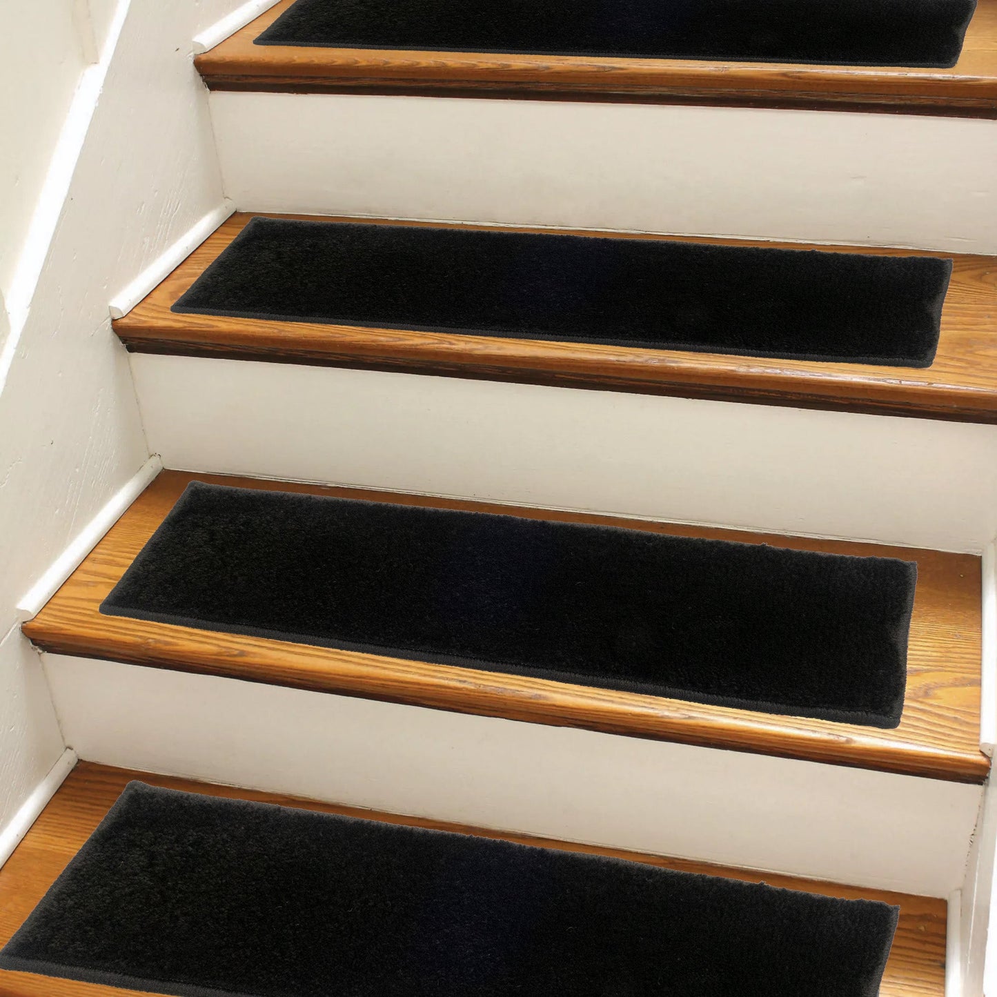 Solid Black Color Custom Size Slip Resistant Stair Treads 26, 31 and 36 Inches Wide