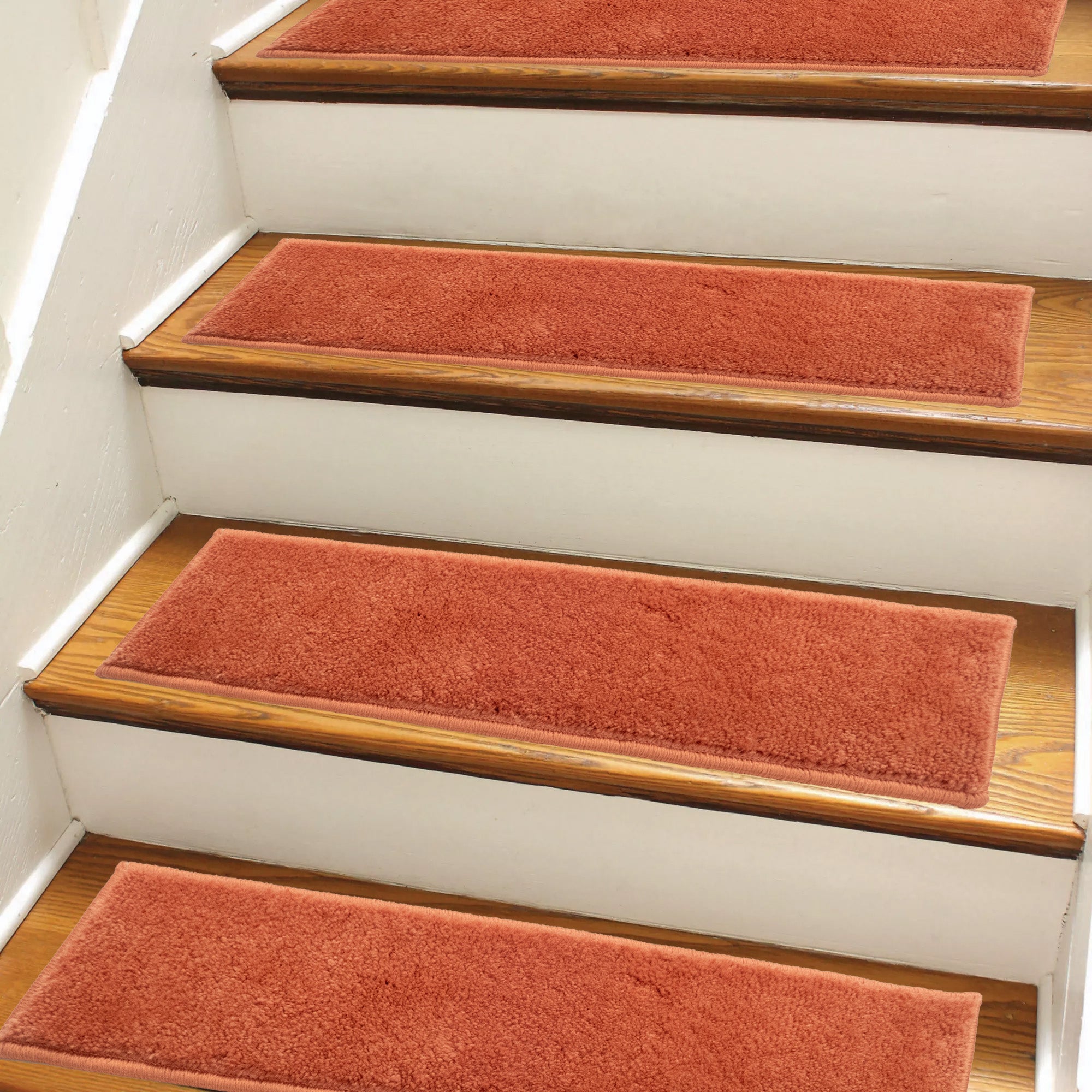 Solid Orange Color Custom Size Slip Resistant Stair Treads 26, 31 and 36 Inches Wide