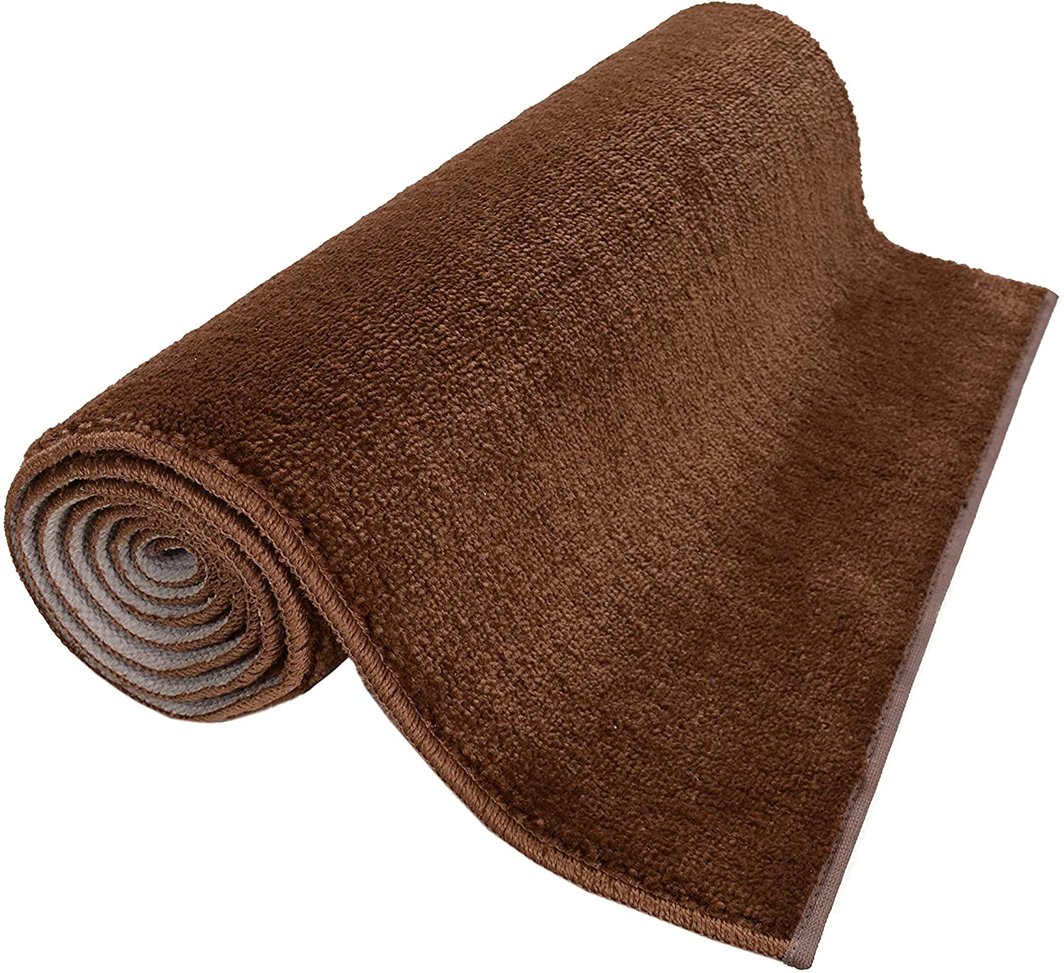 Machine Washable Custom Size Runner Rug Copper Brown Color Skid Resist ...