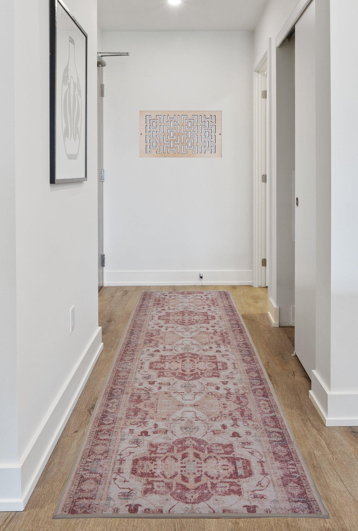 Image Home Collection Custom Size Runner Rug Mahal Design Cream-MultiColor Skid Resistant Cut To Size Rug Runners Customize By Feet and 25 in Width