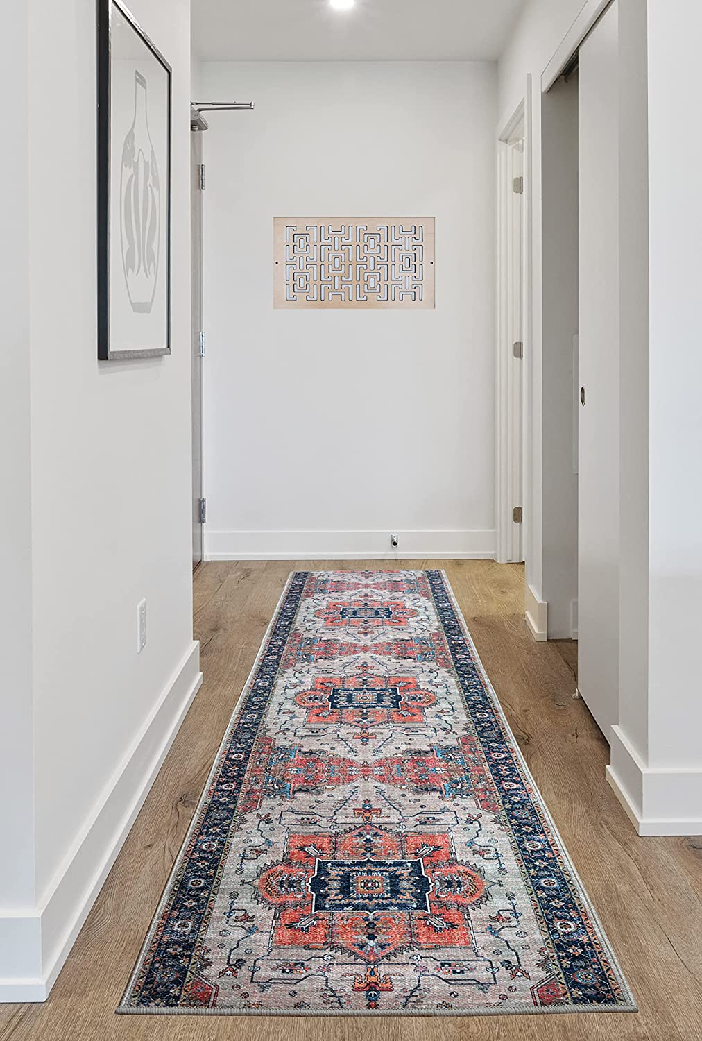 Image Home Collection Custom Size Runner Rug Oriental Serapi Medallion Design MultiColor Skid Resistant Cut To Size Rug Runners Customize By Feet and 25 in Width