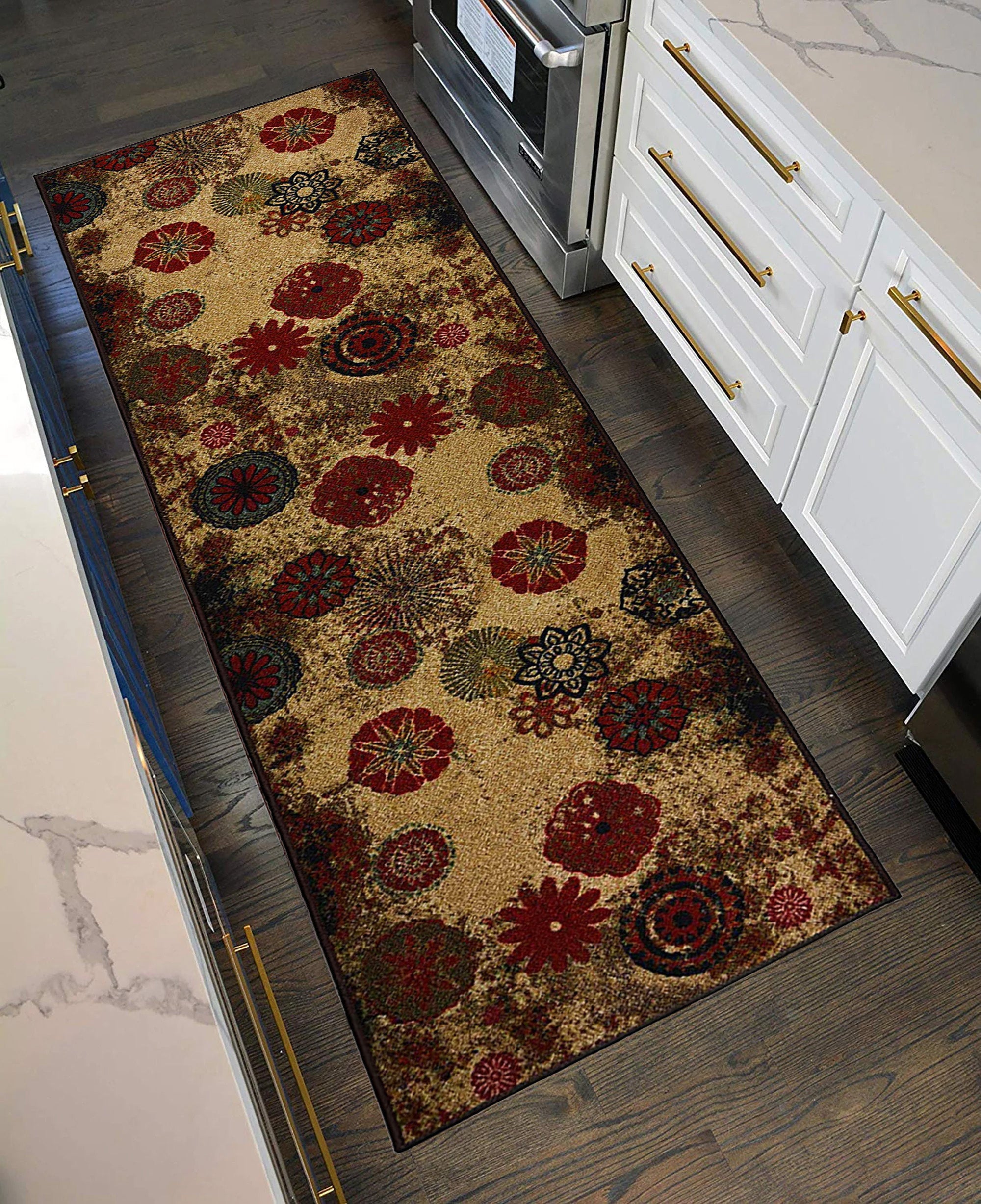 Custom Size Runner Rug Flowers Abstract Design Runner Rug Pick Your Ow ...